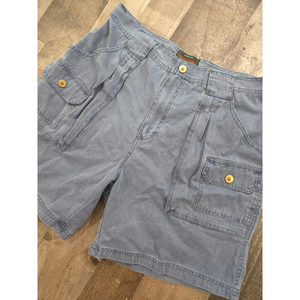 Vintage Mountain Tek Cargo Shorts Men's 34 Blue Cotton Hiking‎ Gorpcore Jorts